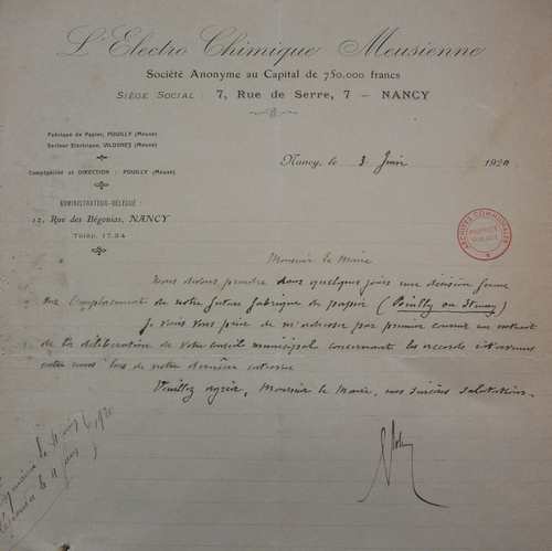 lettre electrochimique 1920