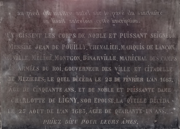 epitaphe Jean de pouilly